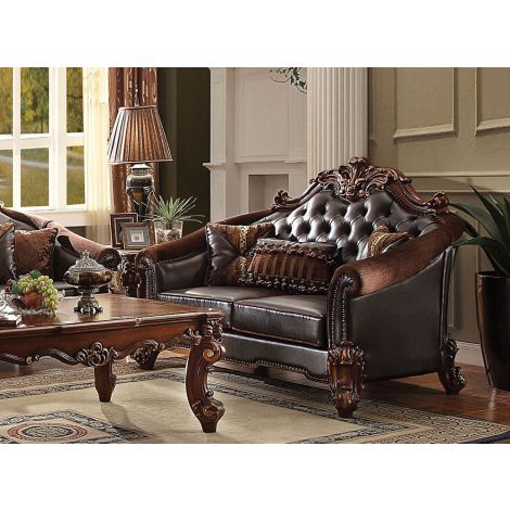Porchia Traditional Style Leather Loveseat