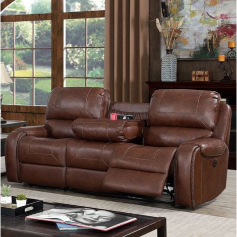 Rafael Brown Leather Manual or Power Recliner Sofa