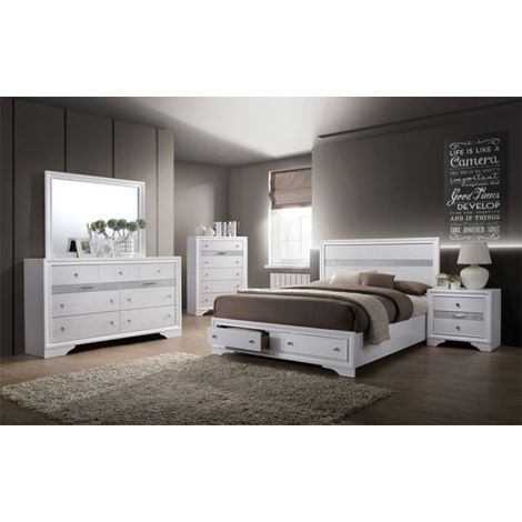 Riss Contemporary Style Bed With Drawers White