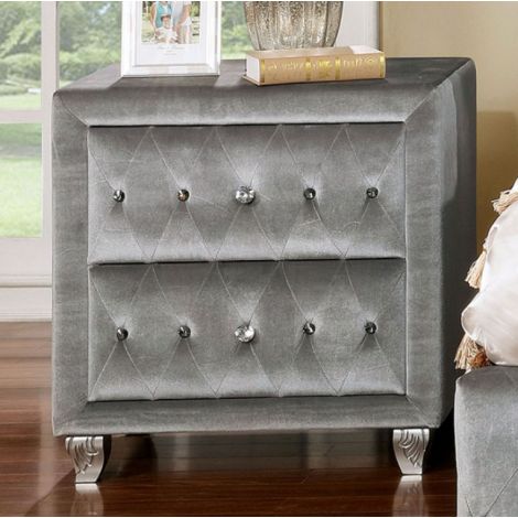 Ritas Fully Upholstery Nightstand In Gray