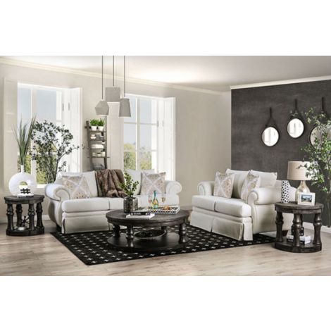 Roberto Flared Arm Ivory Sofa Set