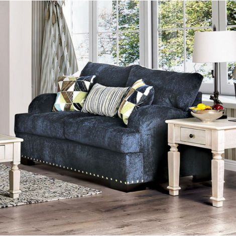 Samaita Navy Fabric Loveseat