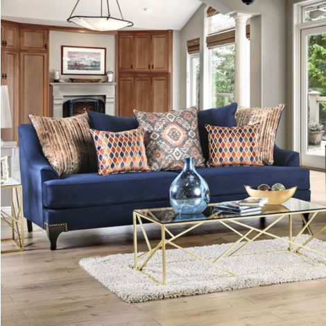 Sossy Contemporary Style Navy Sofa