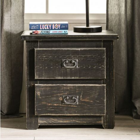 Stacy Nightstand Wire Brushed Black Finish