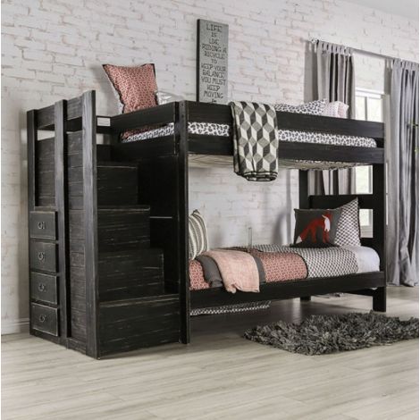 Stacy Twin Twin Bunk Bed black Finish