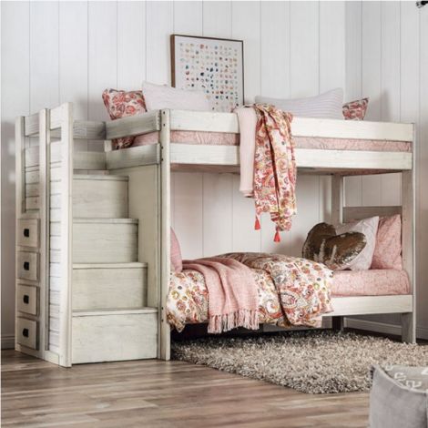 Stacy Twin Twin Bunk Bed White Finish