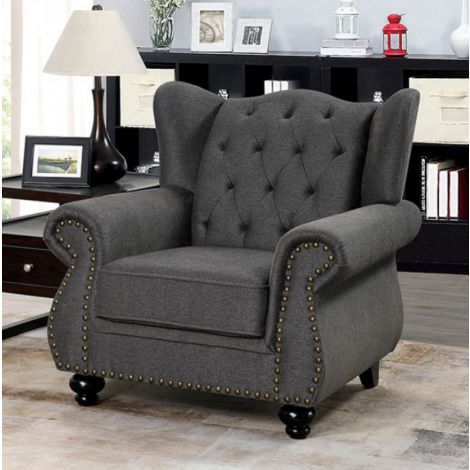 Taylor Dark Gray Button Tufted Back Chair