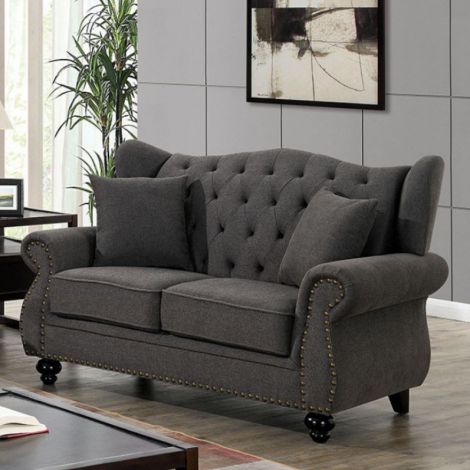 Taylor Dark Gray Button Tufted Back Loveseat