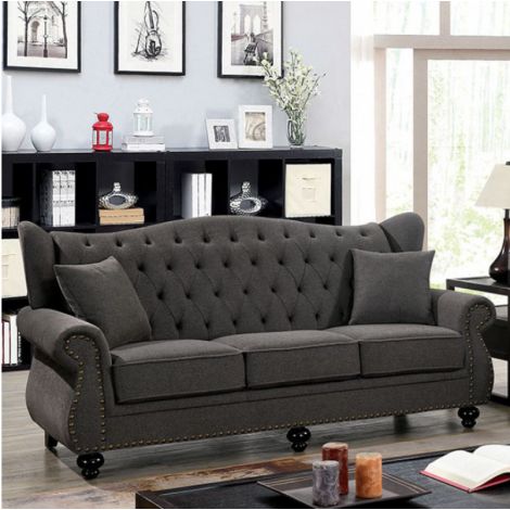 Taylor Dark Gray Button Tufted Sofa