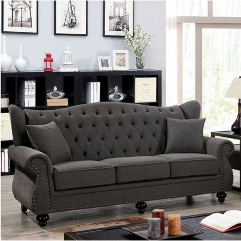 Taylor Dark Gray Button Tufted Sofa