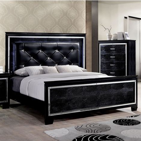 Tina Black Contemporary Style Bed