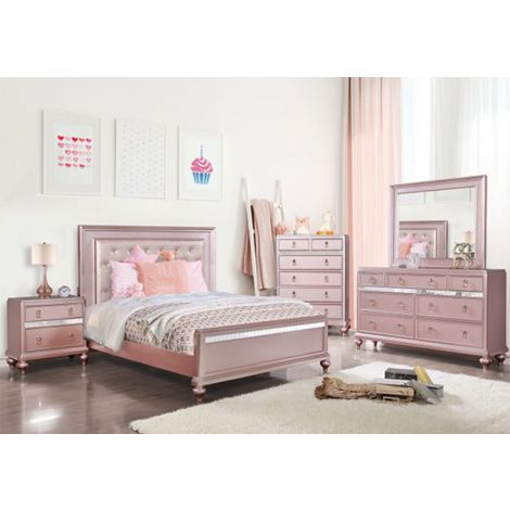 Tina Contemporary Style Rose Gold Youth Bed