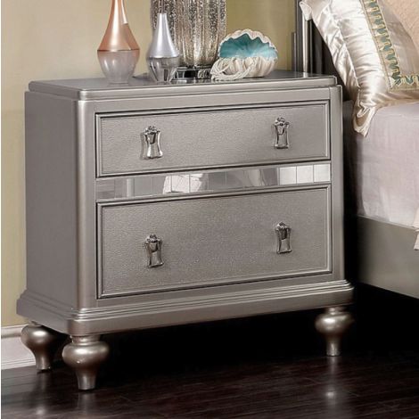Tina Contemporary Style Silver Nightstand