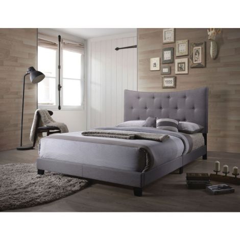 Verona Fully Upholstered Bed Gray Finish