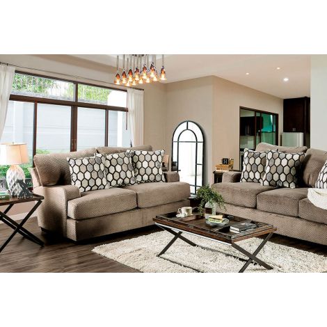 Vitaly Modern English Arm Tan Style Loveseat