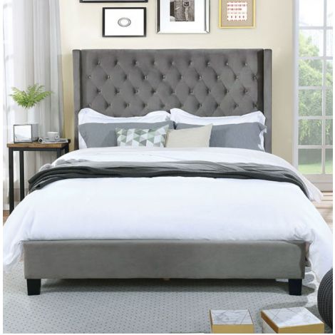 Whithney Fully Upholstered Fabric Bed Gray