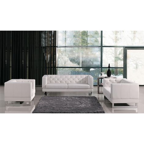 Windsore Modern Tufted Leather Sofa Set