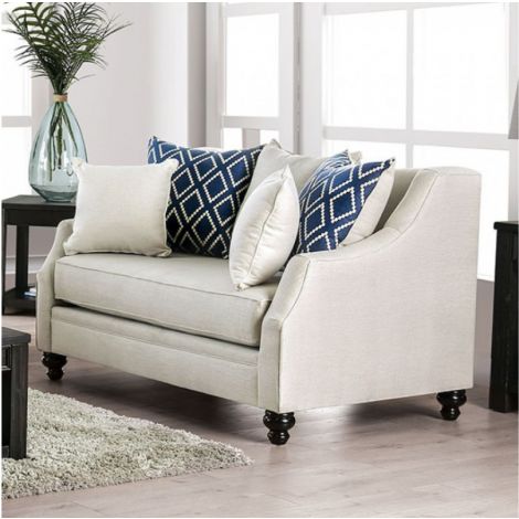 Zera Nailhead Trim Loveseat With Pillows