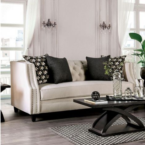 Zera Nailhead Trim Sofa With Pillows