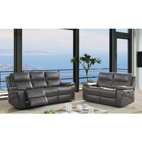 Ziva Contemporary Gray Leather Sofa