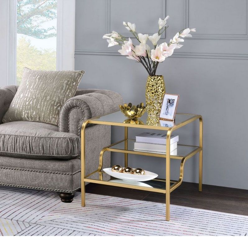 Astro Modern Gold Mirror End Table
