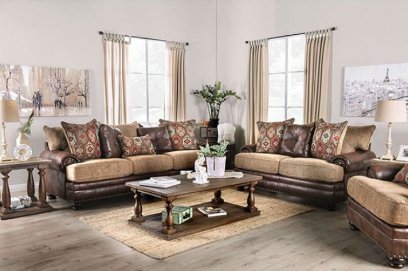 Bison Leather Fabric Sofa Furniture, Leather Fabric Sofa Set