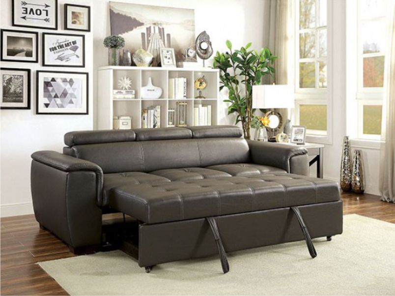 Panter Leather Sleeper Sofa Furniture, Grey Leather Sleeper Sofa