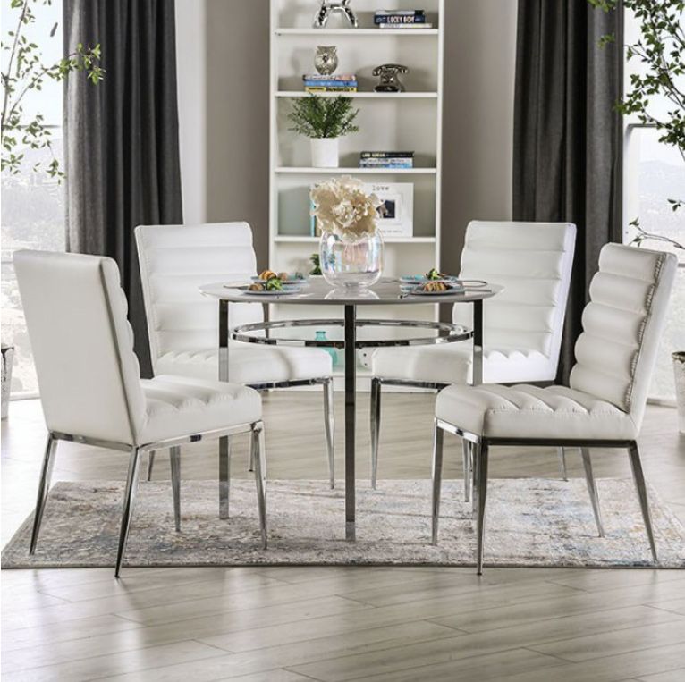 Chrome base sales dining table