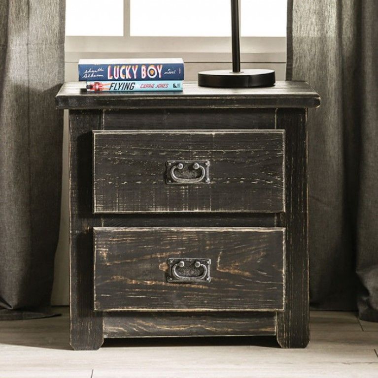 Weathered black outlet nightstand